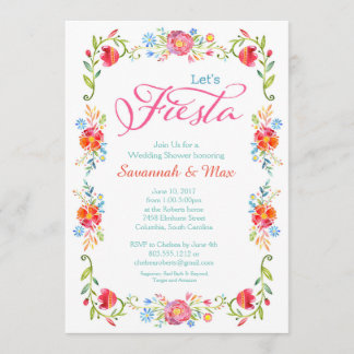 Fiesta Flowers Wedding Shower - uitnodiging 5 x 7 