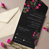 Fiesta Folk Mexicaanse Bloemen Kleurrijke RSVP Bru All In One Uitnodiging