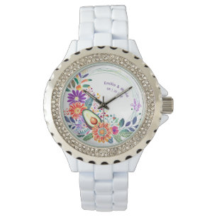 FIESTA Folkart Bloemen Avocado Aangepast Horloge
