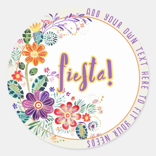 FIESTA Folkart Bloemen Custom Ronde Sticker (Voorkant)