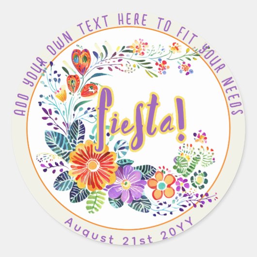 FIESTA Folkart Bloemen Custom Ronde Sticker (Voorkant)