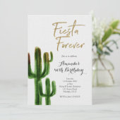 Fiesta Forever Cactus Verjaardagsfeestuitnodiging Kaart (Staand voorkant)