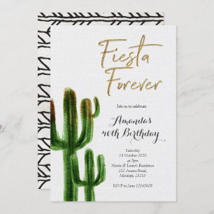 Fiesta Forever Cactus Verjaardagsfeestuitnodiging Kaart