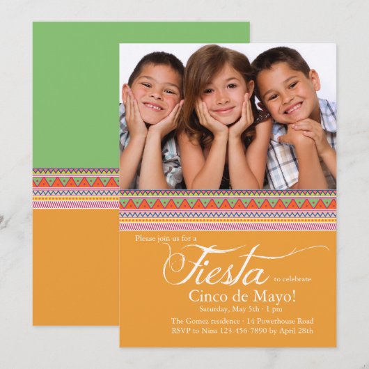 Fiesta-fotouitnodiging Kaart (Voorkant / Achterkant)