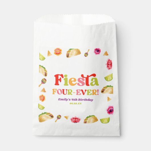 Fiesta Four-Ever Taco 4e verjaardagsfeestje Bedankzakje (Voorkant)