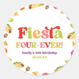 Fiesta Four-Ever Taco 4e verjaardagsfeestje Ronde Sticker