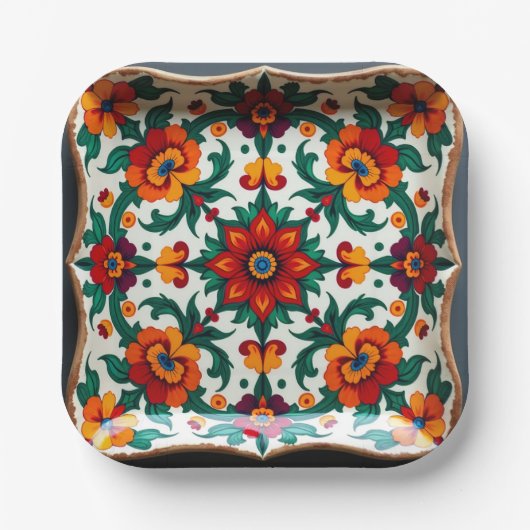 💀🌹Fiesta Frameware Dia de los MuertosFiesta Papieren Bordje (Voorkant)