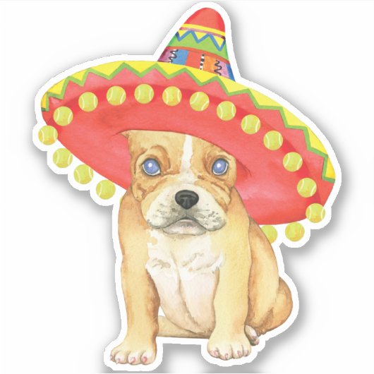 Fiesta French Bulldog Vinyl Sticker (Voorkant)