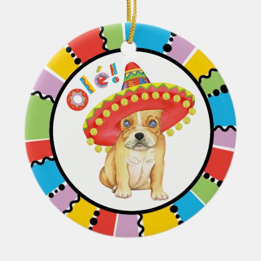 Fiesta Frenchie Keramisch Ornament (Voorkant)