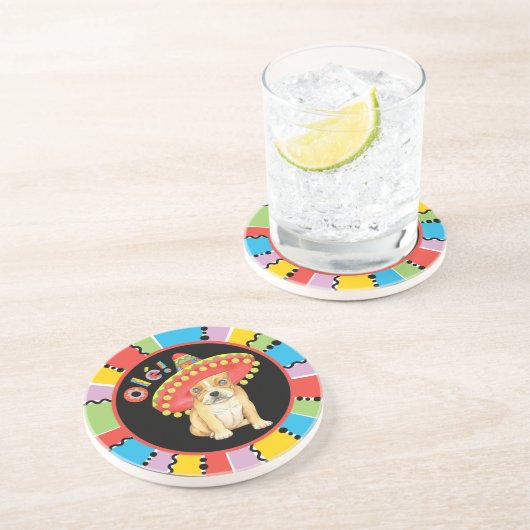 Fiesta Frenchie Zandsteen Onderzetter (Zijkant)