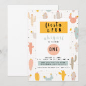 Fiesta Fun 1st Birthday Party Invitation Kaart (Voorkant / Achterkant)