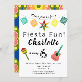 Fiesta Fun Colorful Kids Birthday Party Kaart