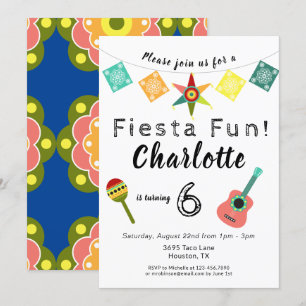 Fiesta Fun Colorful Kids Birthday Party Kaart