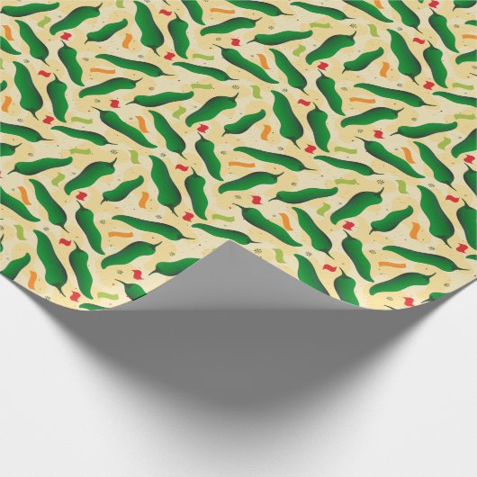 Fiesta Fun Green Chili Pattern Cadeaupapier (Hoek)