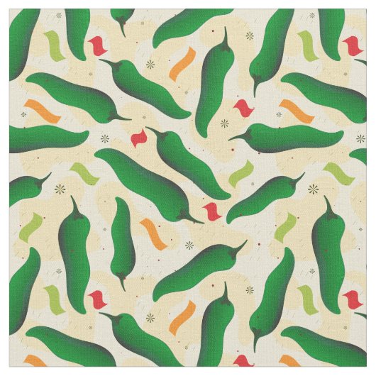 Fiesta Fun Green Chili Pattern Stof (Close Up)