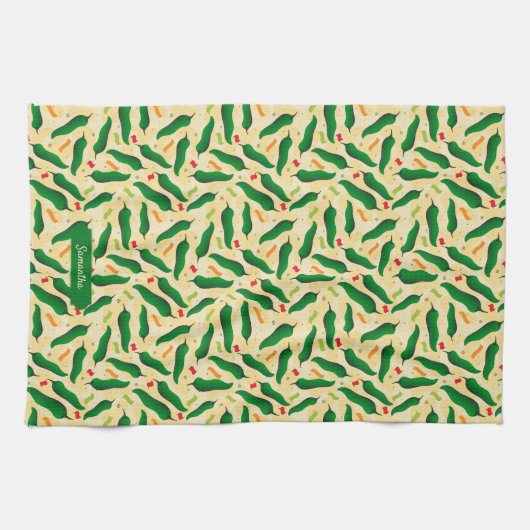 Fiesta Fun Green Chili Pattern Theedoek (Horizontaal)