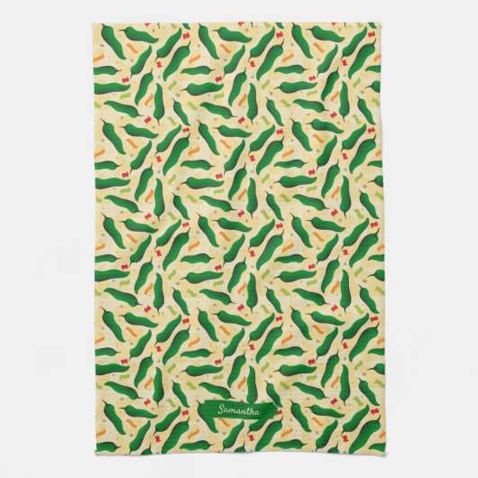 Fiesta Fun Green Chili Pattern Theedoek (Verticaal)