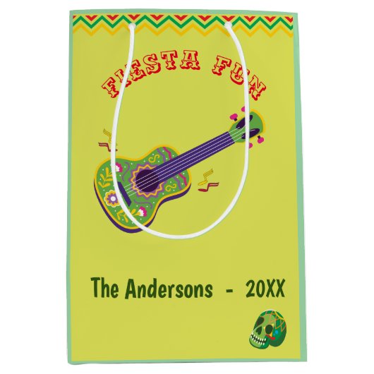 Fiesta Fun Mexican Limoen Monogram Medium Gift Bag Medium Cadeauzakje (Voorkant)