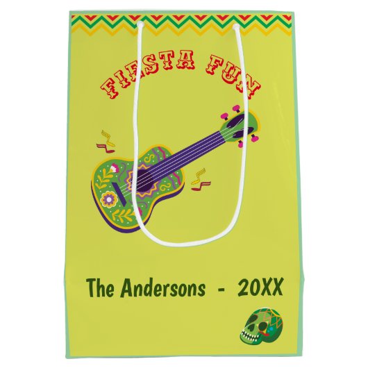 Fiesta Fun Mexican Limoen Monogram Medium Gift Bag Medium Cadeauzakje (Achterkant)