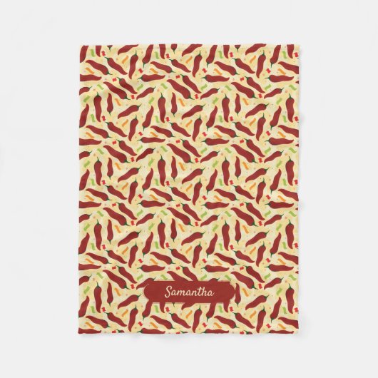 Fiesta Fun Red Chili Pattern Fleece Deken (Voorkant)