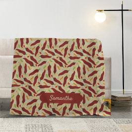 Fiesta Fun Red Chili Pattern Fleece Deken