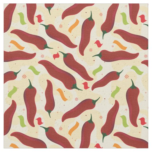 Fiesta Fun Red Chili Pattern Stof (Close Up)