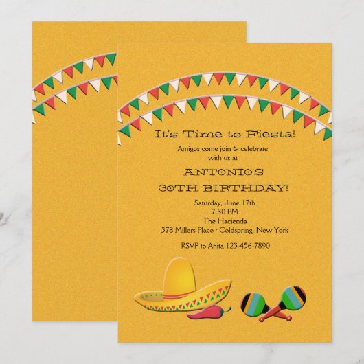 Fiesta Fun Uitnodiging (Voorkant / Achterkant)