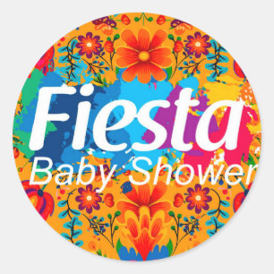 Fiesta Geel Kleurrijk Bloemneutraal Baby shower Ronde Sticker