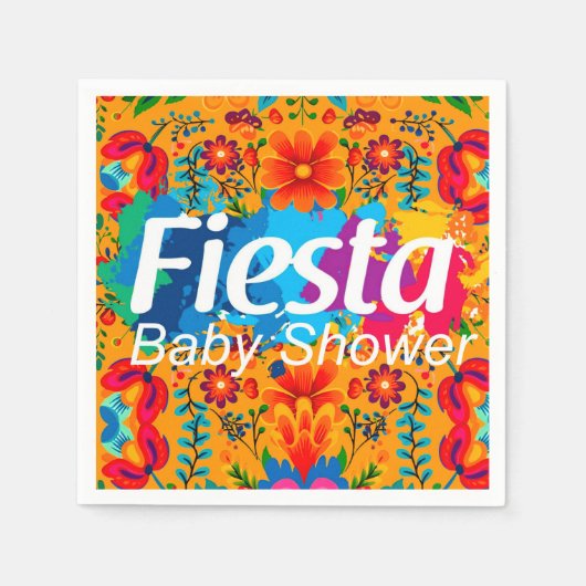Fiesta Geel Kleurrijk Bloemneutraal Baby shower Servet (Voorkant)