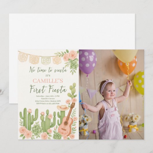 Fiesta Geen tijd om Siesta verjaardagsfeestje foto Kaart (Voorkant / Achterkant)