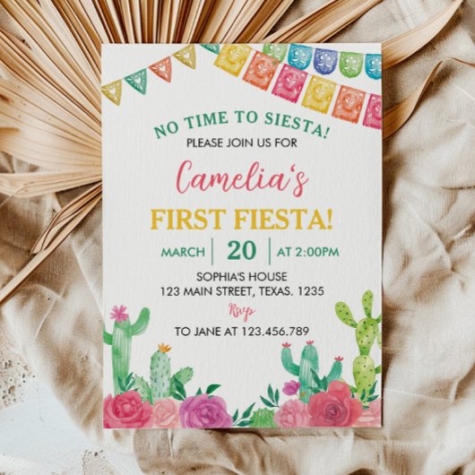 Fiesta Geen tijd om te Siesta 1e verjaardag uitnod Kaart