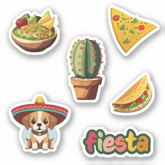 Fiesta geïnspireerde illustraties Stickers set (Voorkant)