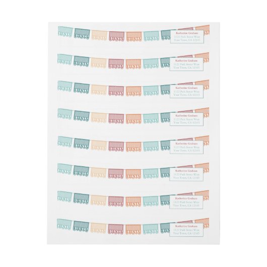 Fiesta Gender Neutral Mexican Theme Return Address (Vel)