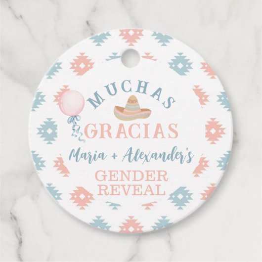 Fiesta Gender onthullen Hartelijk dank Bedankjes Labels (Voorkant)