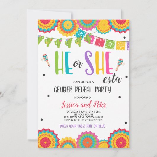 Fiesta Gender onthullen Hij of zij stelt gender va Kaart (Voorkant)