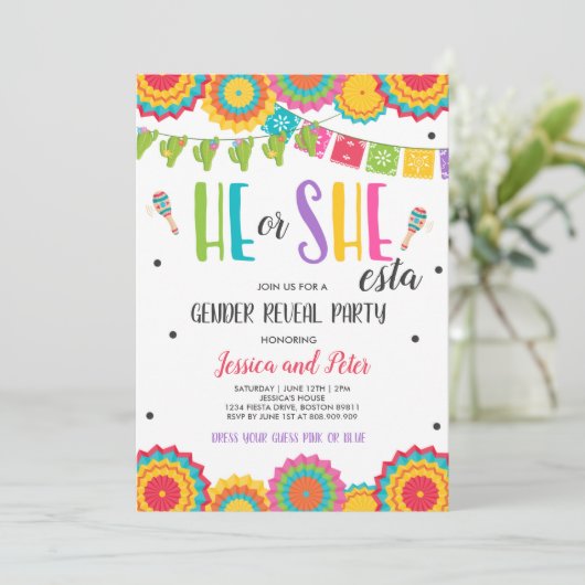 Fiesta Gender onthullen Hij of zij stelt gender va Kaart (Staand voorkant)