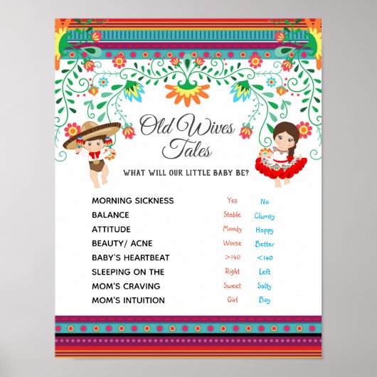 Fiesta Gender onthulling oude Wives Tales Board Poster (Voorkant)