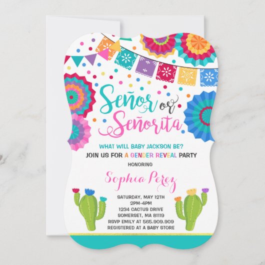 Fiesta Gender openbaart uitnodiging tot señor of s (Voorkant)