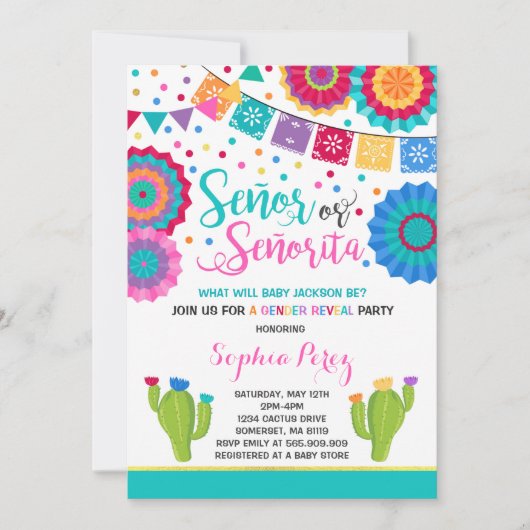 Fiesta Gender openbaart uitnodiging tot señor of s (Voorkant)