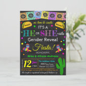 Fiesta Gender Reveal Invitation Kaart (Staand voorkant)