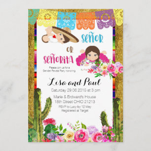 Fiesta Geslacht Onthulling Uitnodiging Señor of Se