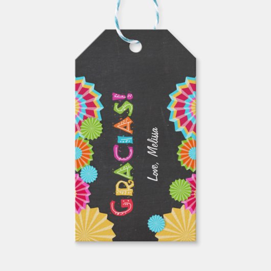 Fiesta Gift labels bedankt voor Mexicaans Cadeaulabel (Voorkant)