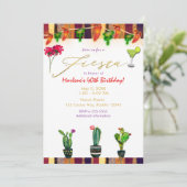 FIESTA Goud Zuidwest Cactus Verjaardagsfeest Kaart (Staand voorkant)