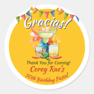 Fiesta "Gracias" 50e verjaardag Bedankt Aangepast Ronde Sticker