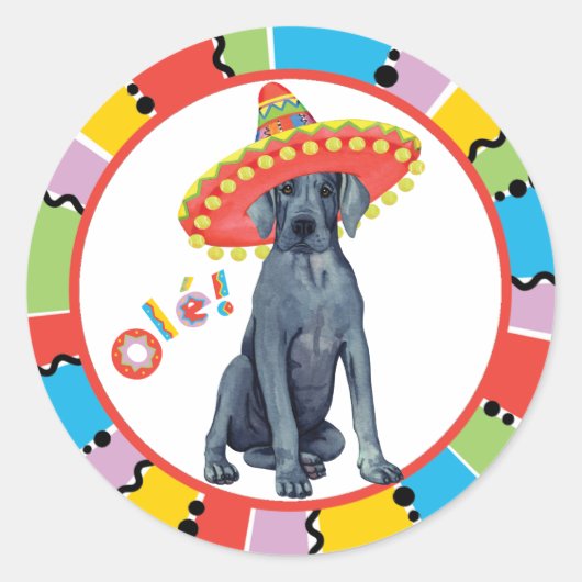 Fiesta Great Dane Ronde Sticker (Voorkant)