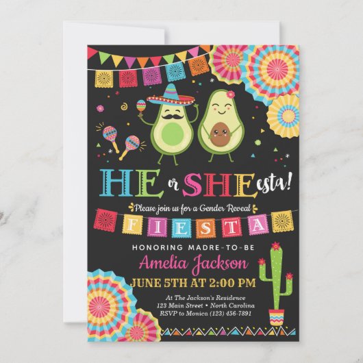Fiesta He of she-esta Invitation Mexican Kaart (Voorkant)