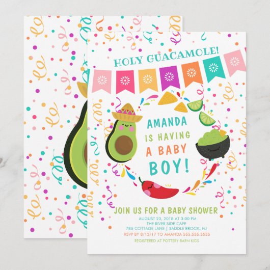 Fiesta Heilige Guacamole Baby shower Kaart (Voorkant / Achterkant)