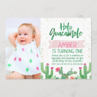 Fiesta Heilige Guacamole Foto Verjaardag Uitnodigi