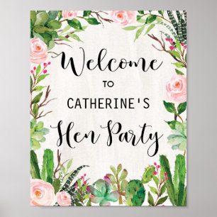 Fiesta Hen Party Hens Night Welcome Poster Cactus