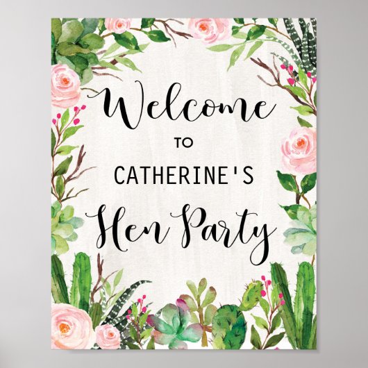 Fiesta Hen Party Hens Night Welcome Poster Cactus (Voorkant)